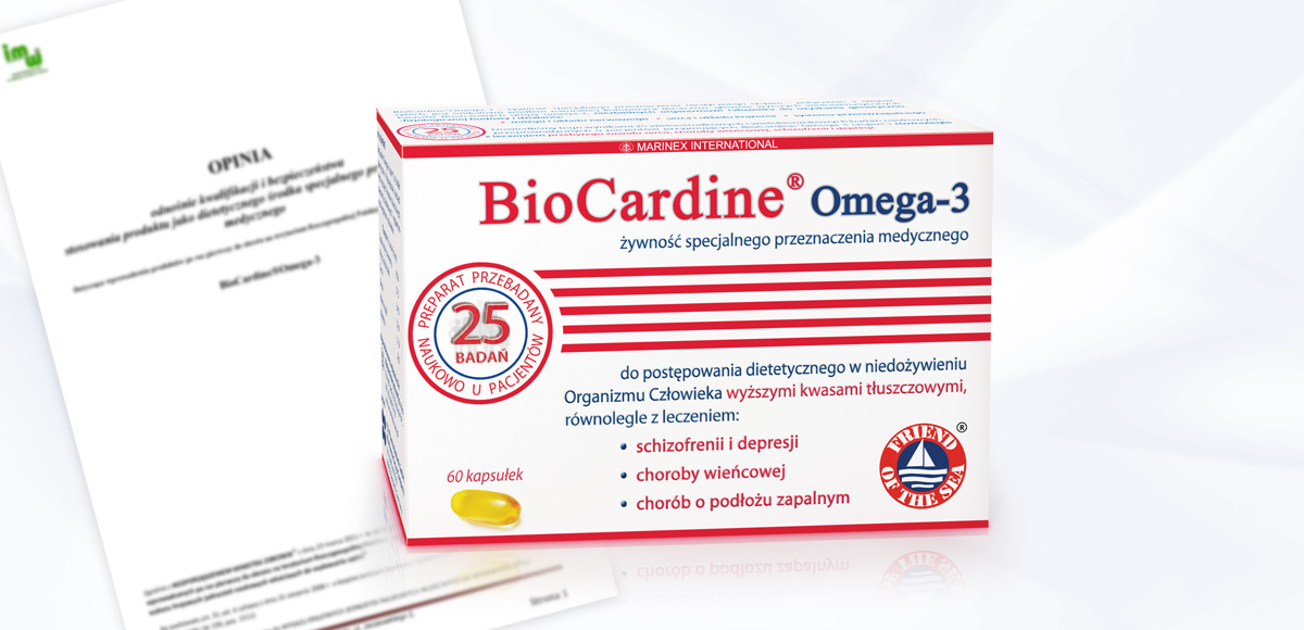 Opinia odnośnie kwalifikacji i bezpieczeństwa stosowania produktu BioCardine<sup>®</sup>Omega-3 jako dietetycznego środka spożywczego specjalnego przeznaczenia medycznego.